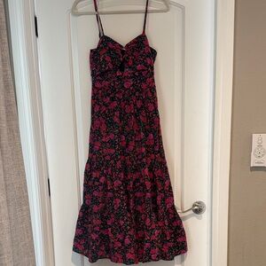 Aqua Floral Pink and Black Women's Dress